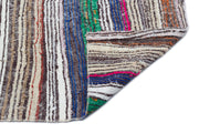 Girit Beige Striped Wool Handmade Area Rug 4'10" x 9'4"