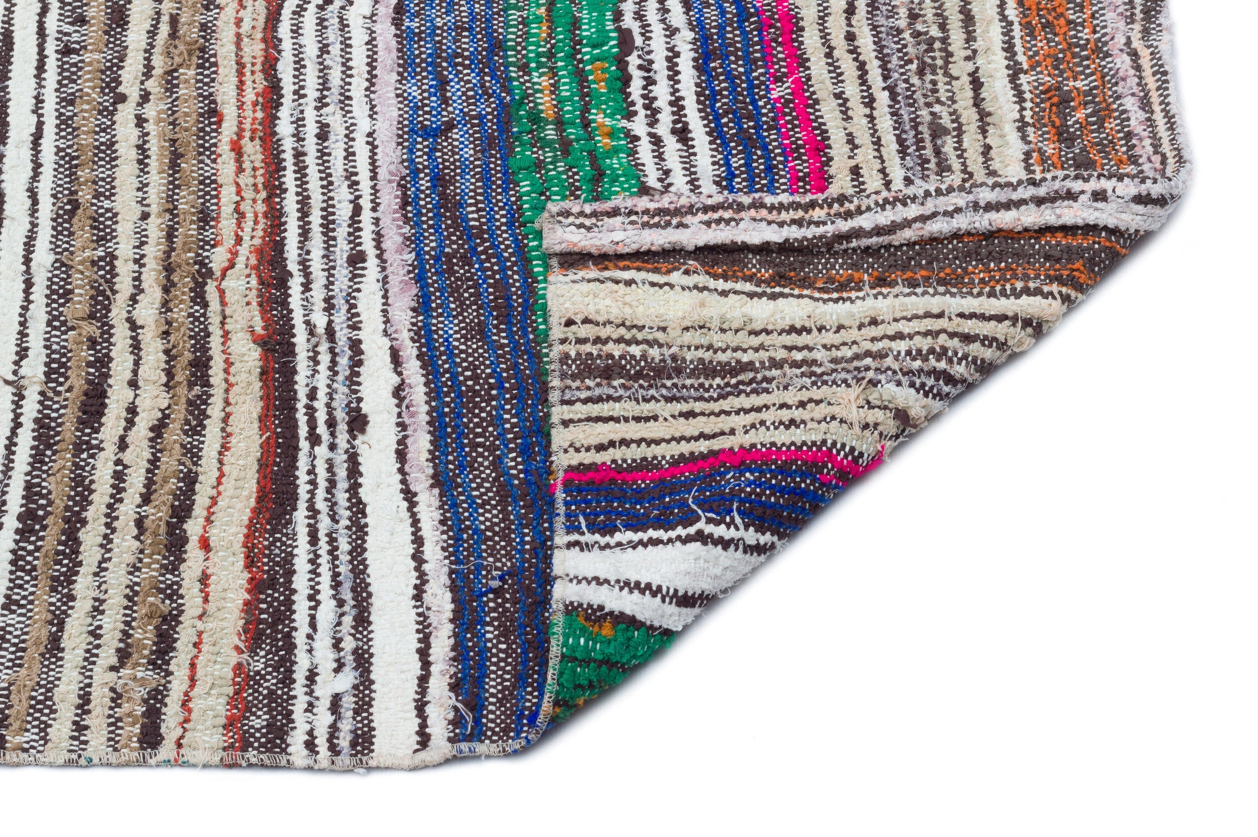 Girit Beige Striped Wool Handmade Area Rug 4'10" x 9'4"