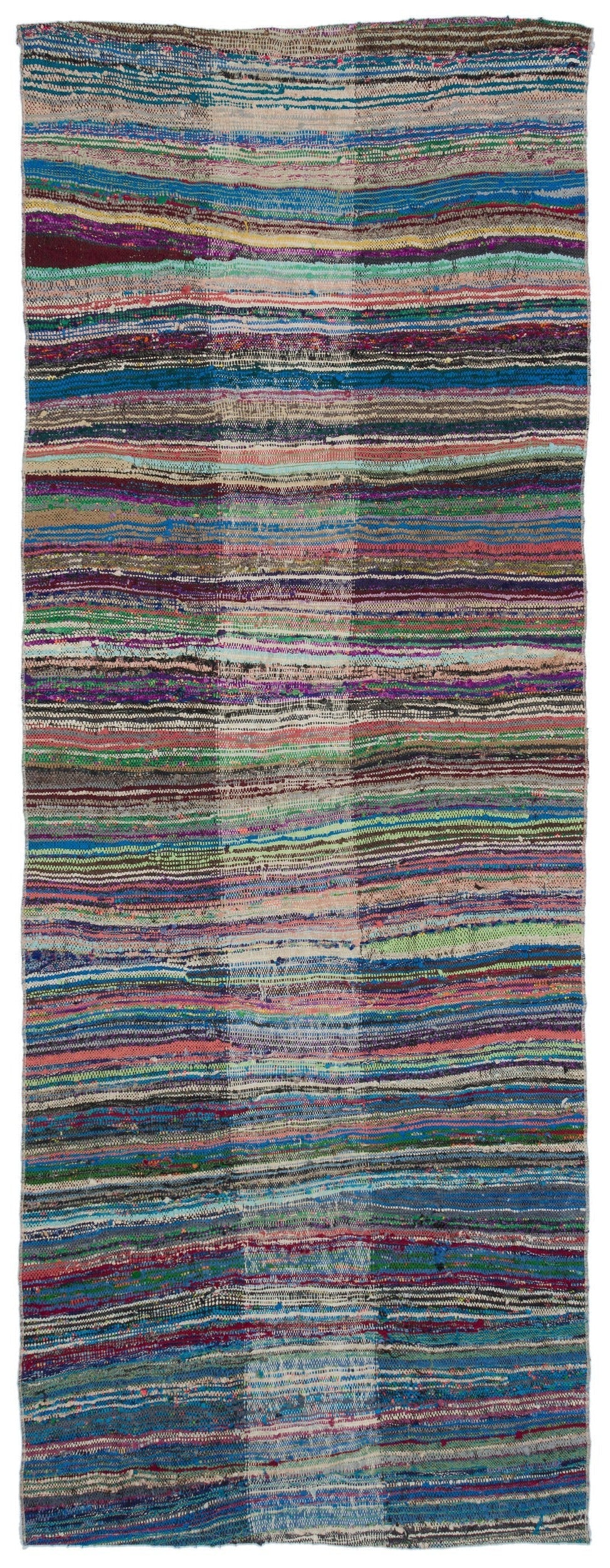 Girit Beige Striped Wool Handmade Area Rug 5'9" x 7'7"
