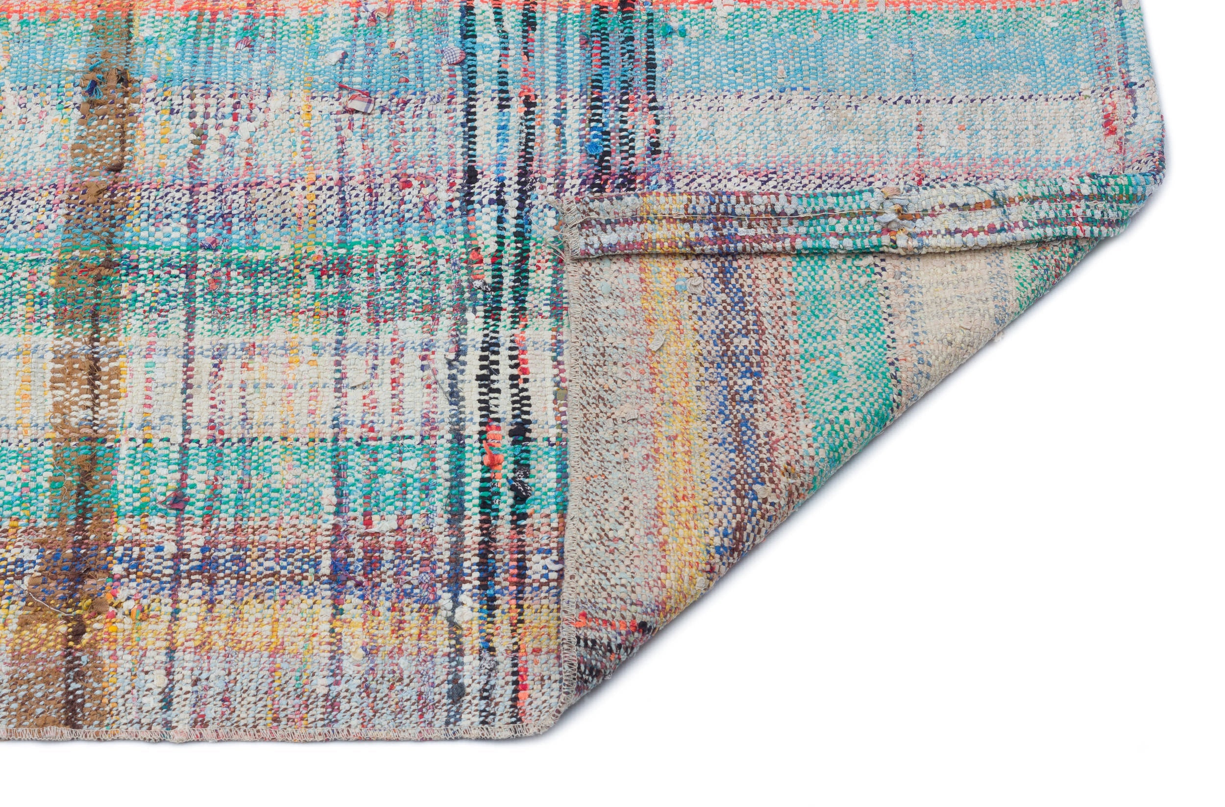 Girit Beige Striped Wool Handmade Area Rug 3'1" x 7'1"