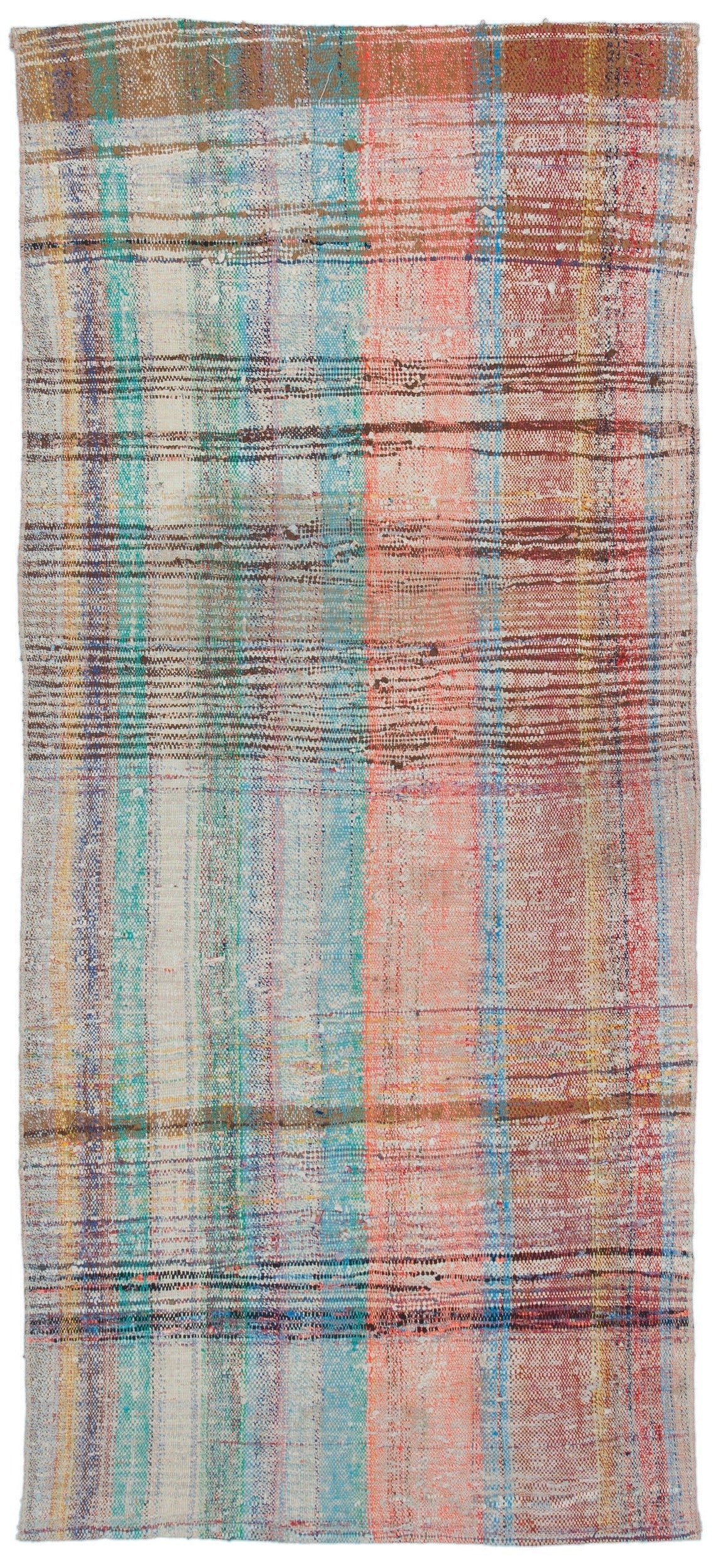 Girit Beige Striped Wool Handmade Area Rug 3'1" x 7'1"