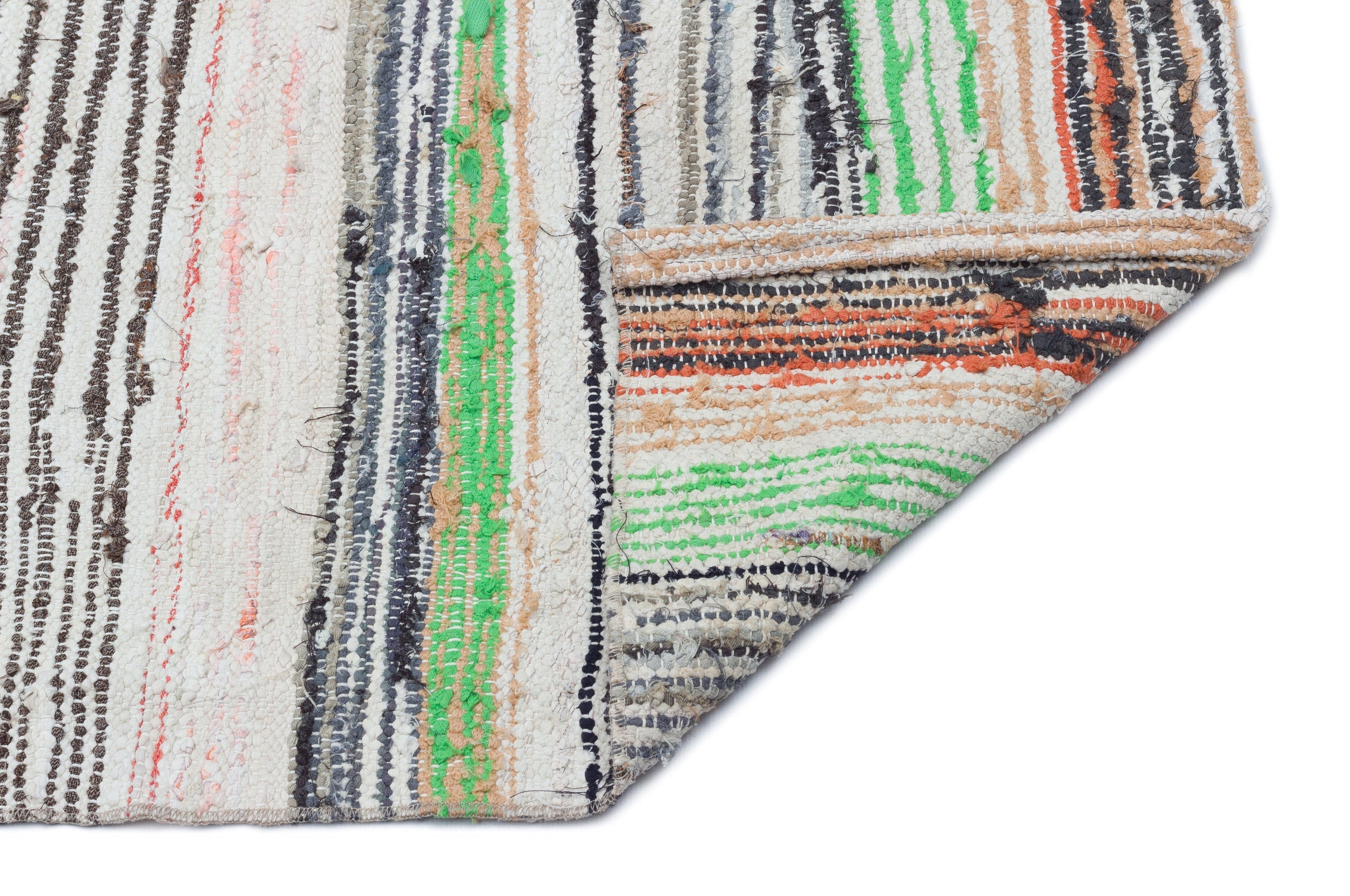 Girit Beige Striped Wool Handmade Area Rug 2'6" x 9'10"