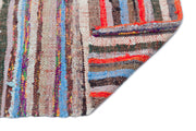 Girit Beige Striped Wool Handmade Area Rug 2'9" x 8'6"