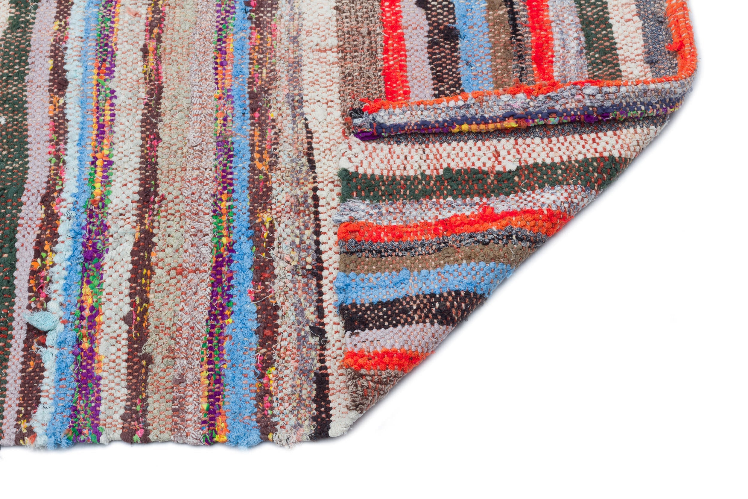 Girit Beige Striped Wool Handmade Area Rug 2'9" x 8'6"