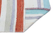 Girit Beige Striped Wool Handmade Area Rug 4'2" x 6'9"