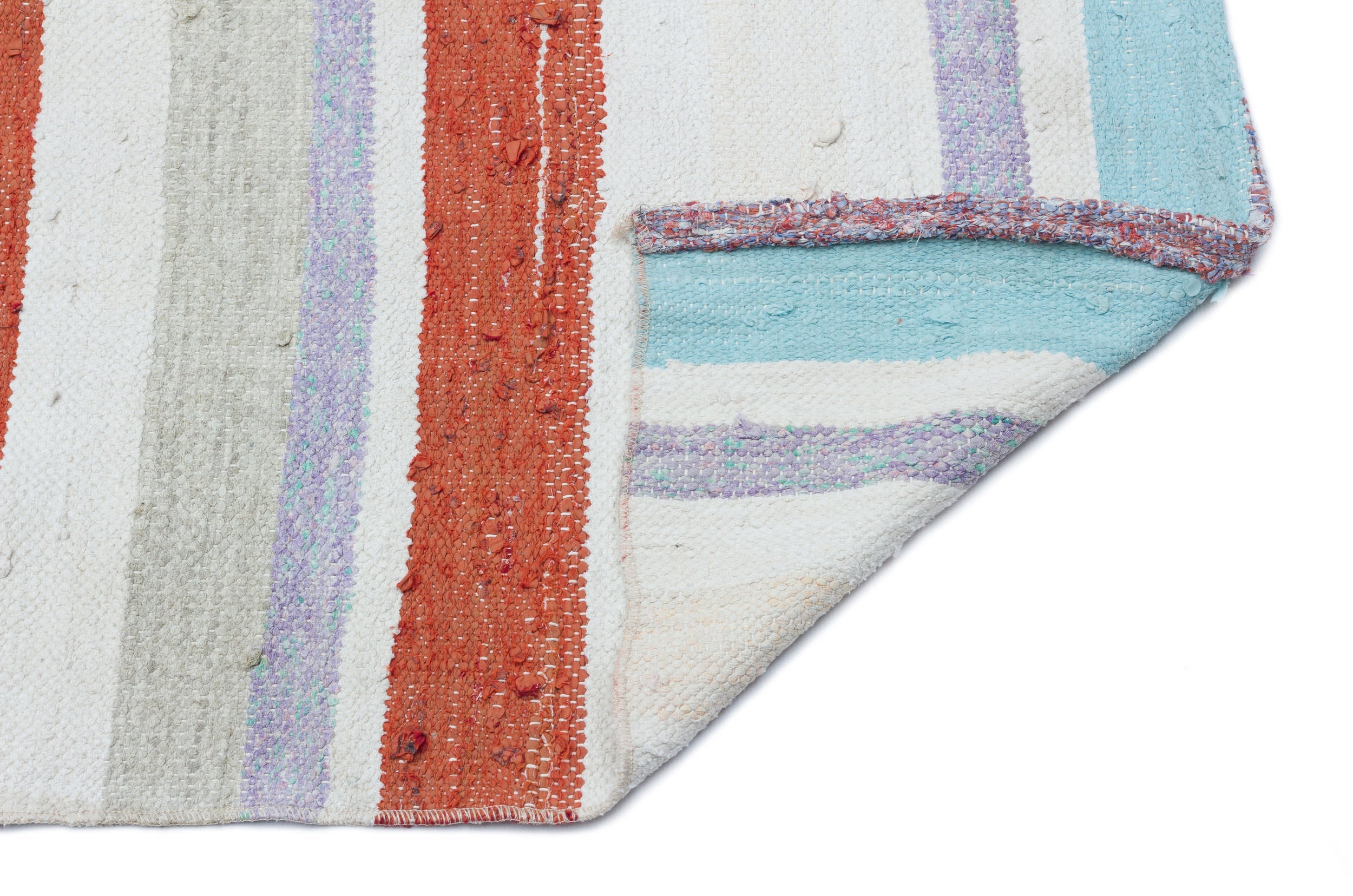 Girit Beige Striped Wool Handmade Area Rug 4'2" x 6'9"