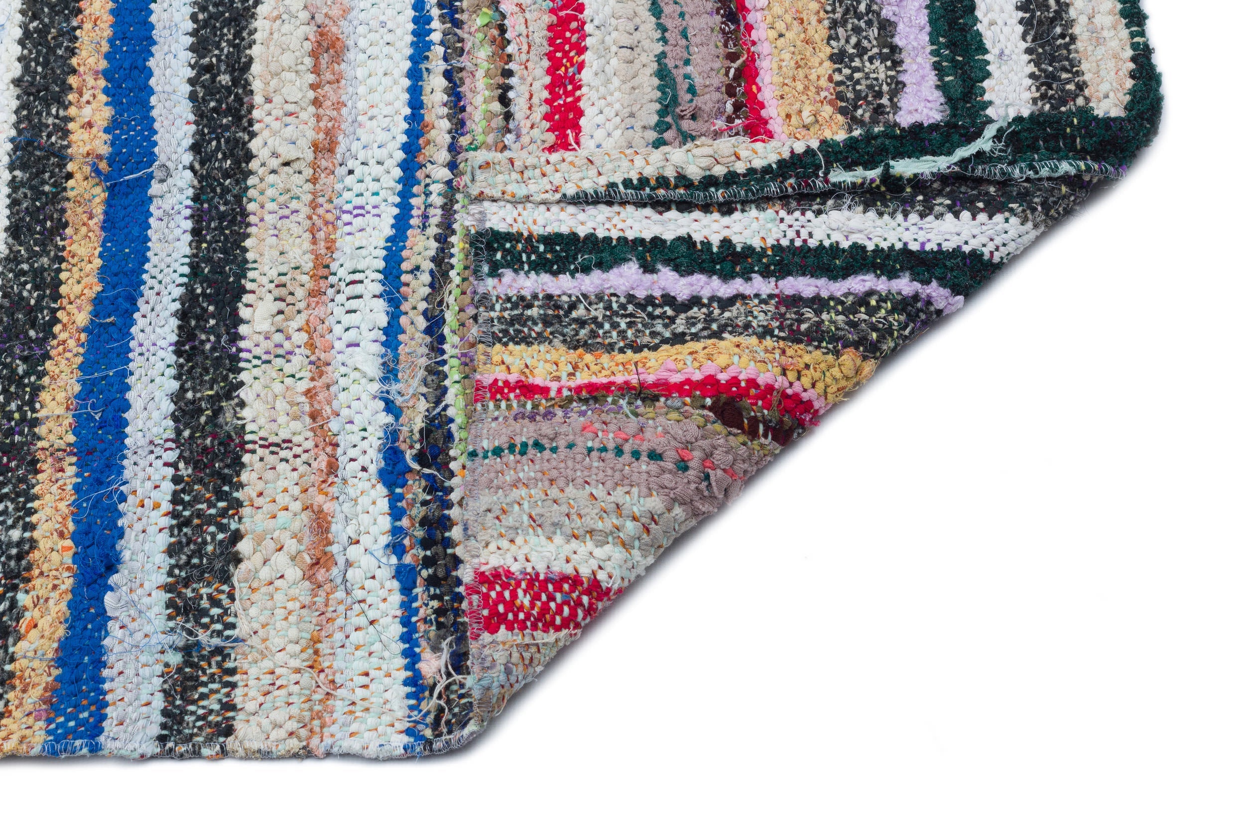Girit Beige Striped Wool Handmade Area Rug 4'11" x 8'4"