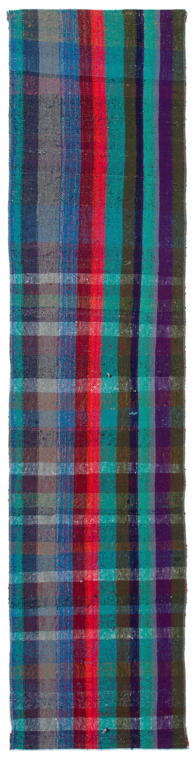 Girit Grey Striped Wool Handmade Area Rug 1'10" x 8'0"