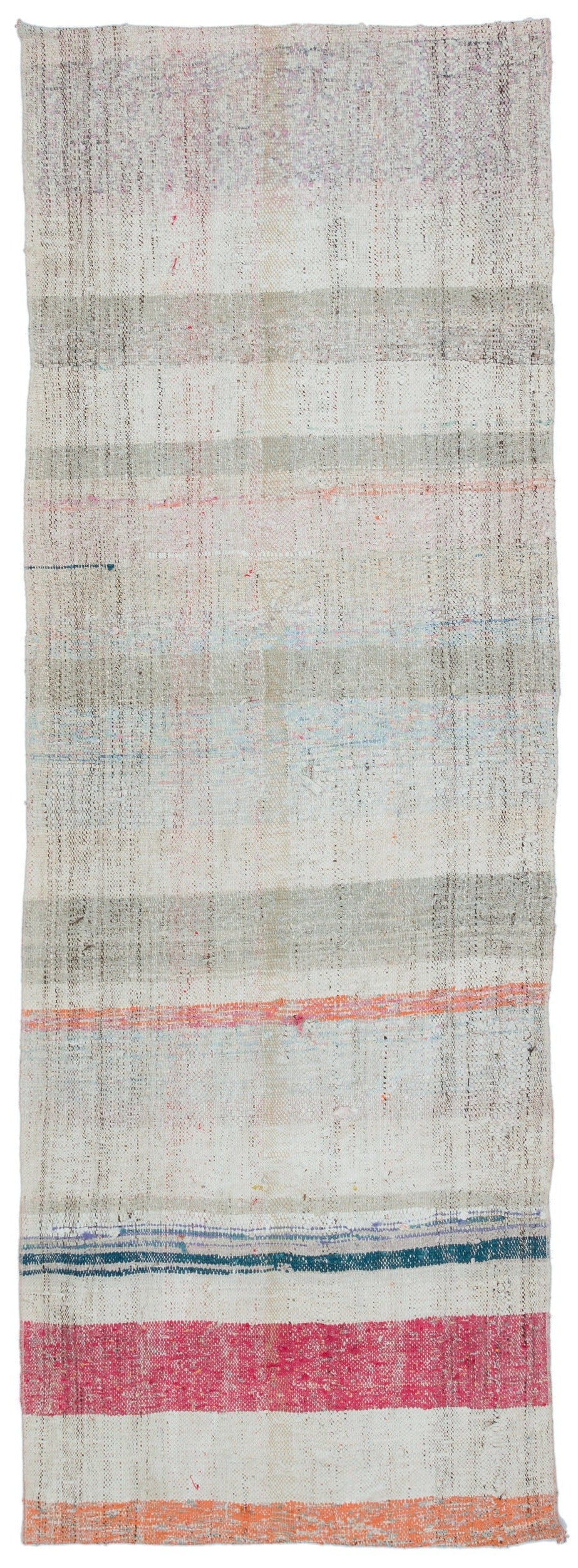 Girit Beige Striped Wool Handmade Area Rug 3'1" x 8'2"