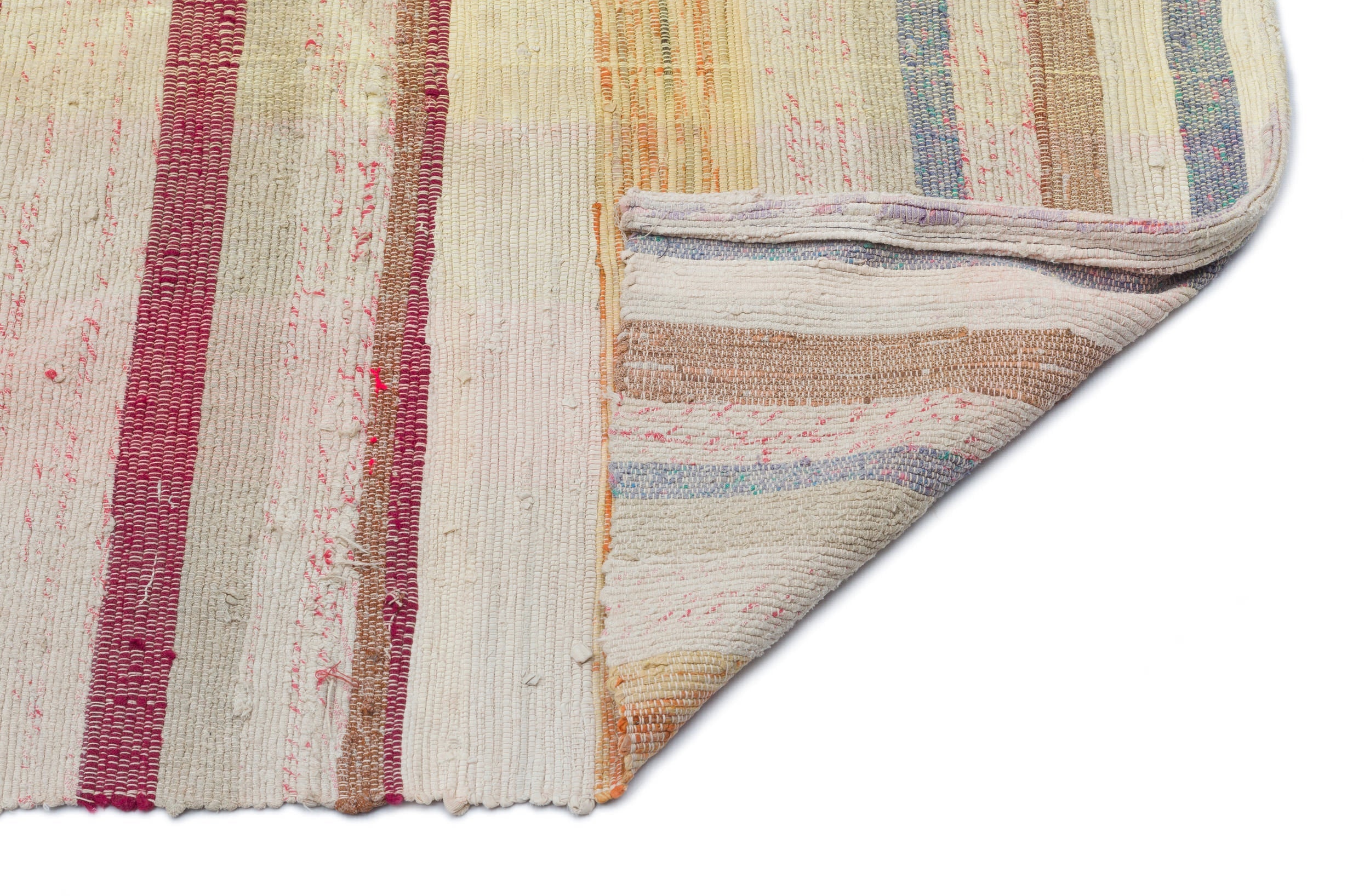 Girit Beige Striped Wool Handmade Area Rug 6'9" x 9'4"