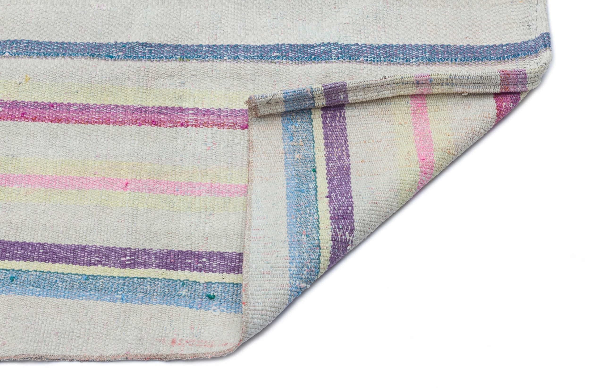 Girit Beige Striped Wool Handmade Area Rug 5'3" x 9'9"