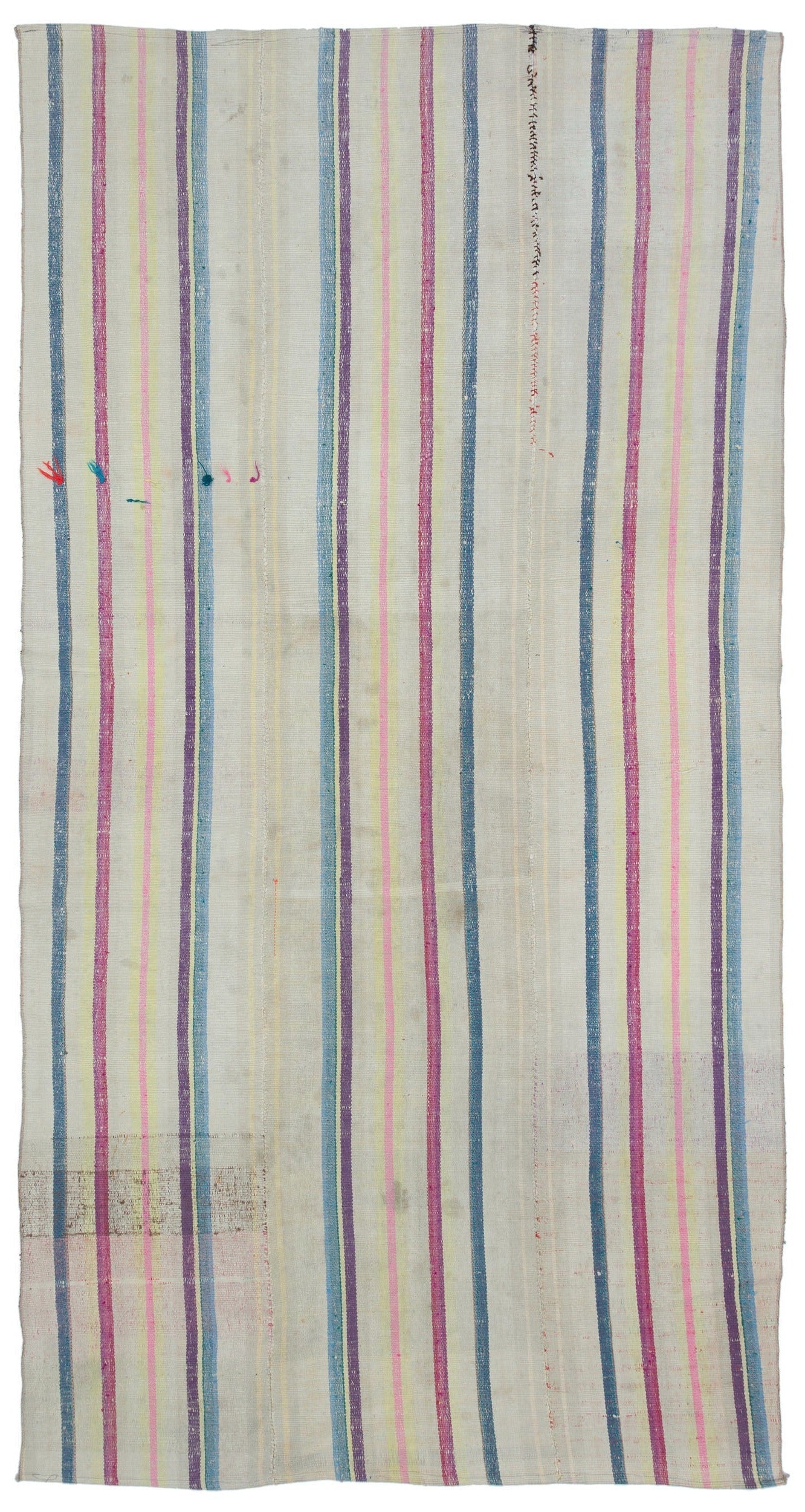 Girit Beige Striped Wool Handmade Area Rug 5'3" x 9'9"