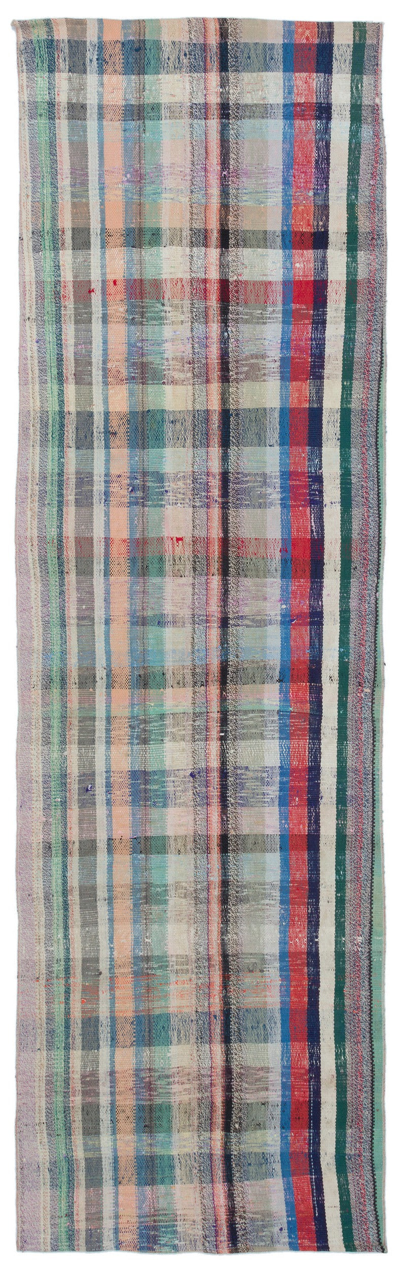 Girit Beige Striped Wool Handmade Area Rug 2'7" x 8'8"