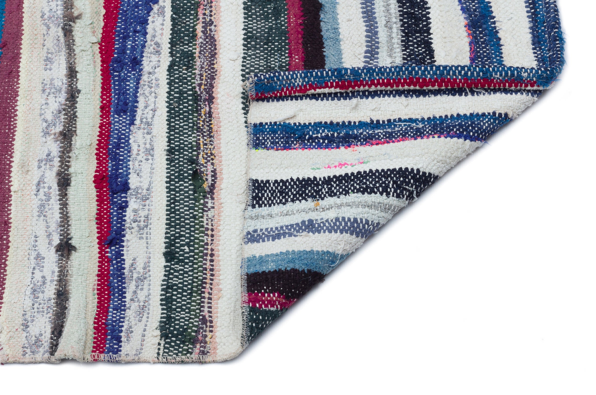 Girit 32470 Beige Striped Wool Handmade Area Rug 4'11" x 7'9"