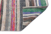 Girit Beige Striped Wool Handmade Area Rug 4'10" x 7'4"