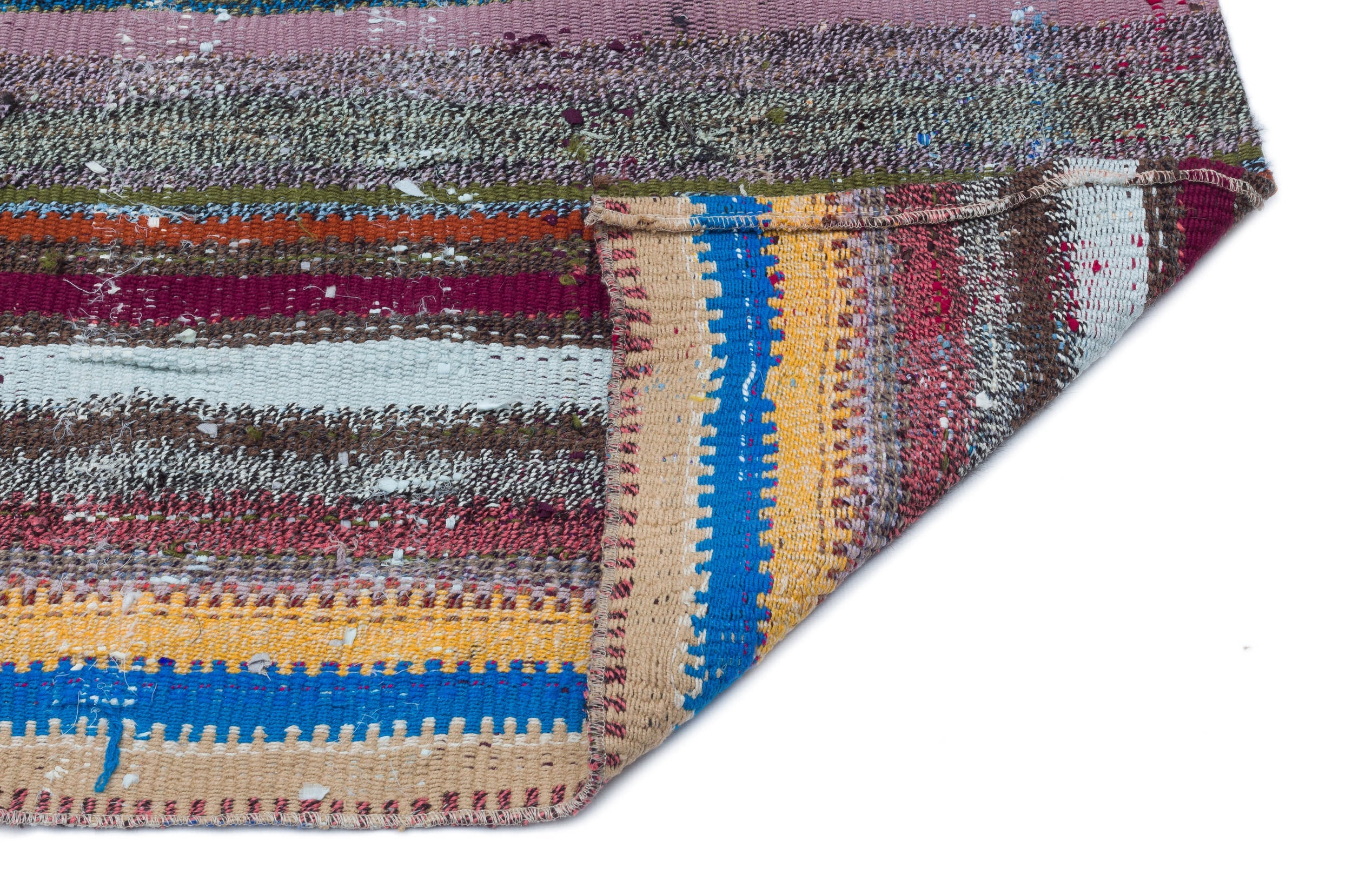 Girit Grey Striped Wool Handmade Area Rug 3'3" x 4'6"