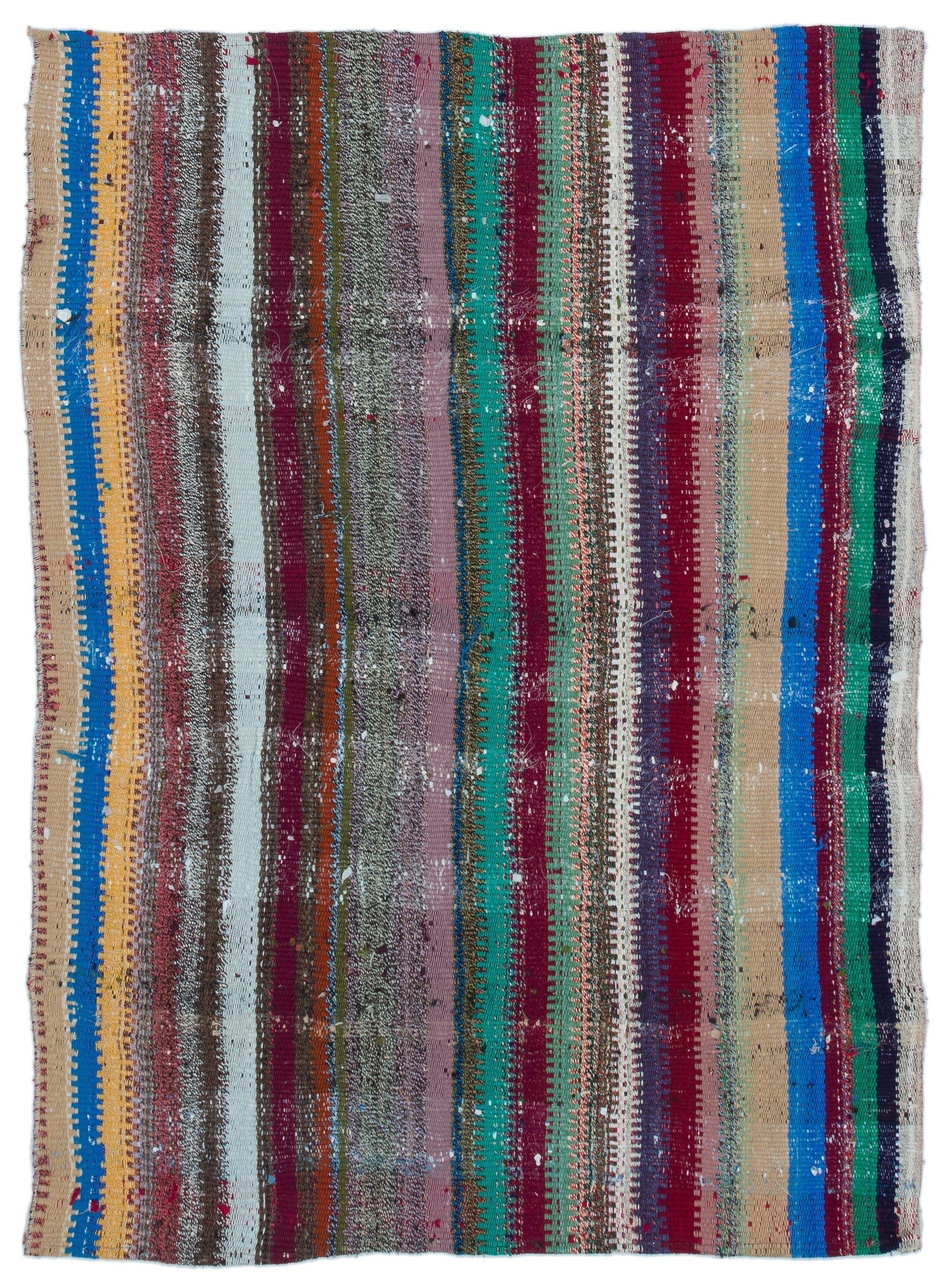 Girit Grey Striped Wool Handmade Area Rug 3'3" x 4'6"