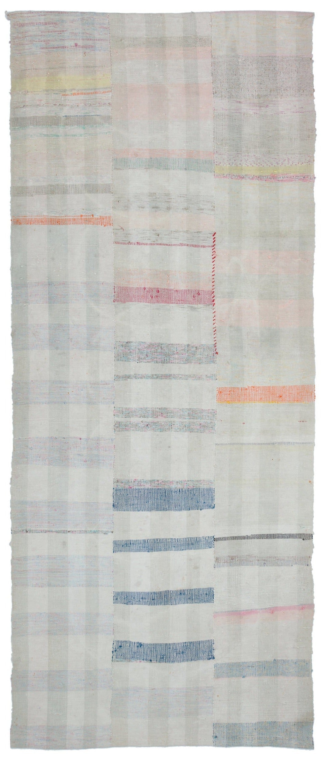 Girit Beige Striped Wool Handmade Area Rug 4'5" x 11'0"