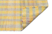 Girit Yellow Striped Wool Handmade Area Rug 3'9" x 11'2"