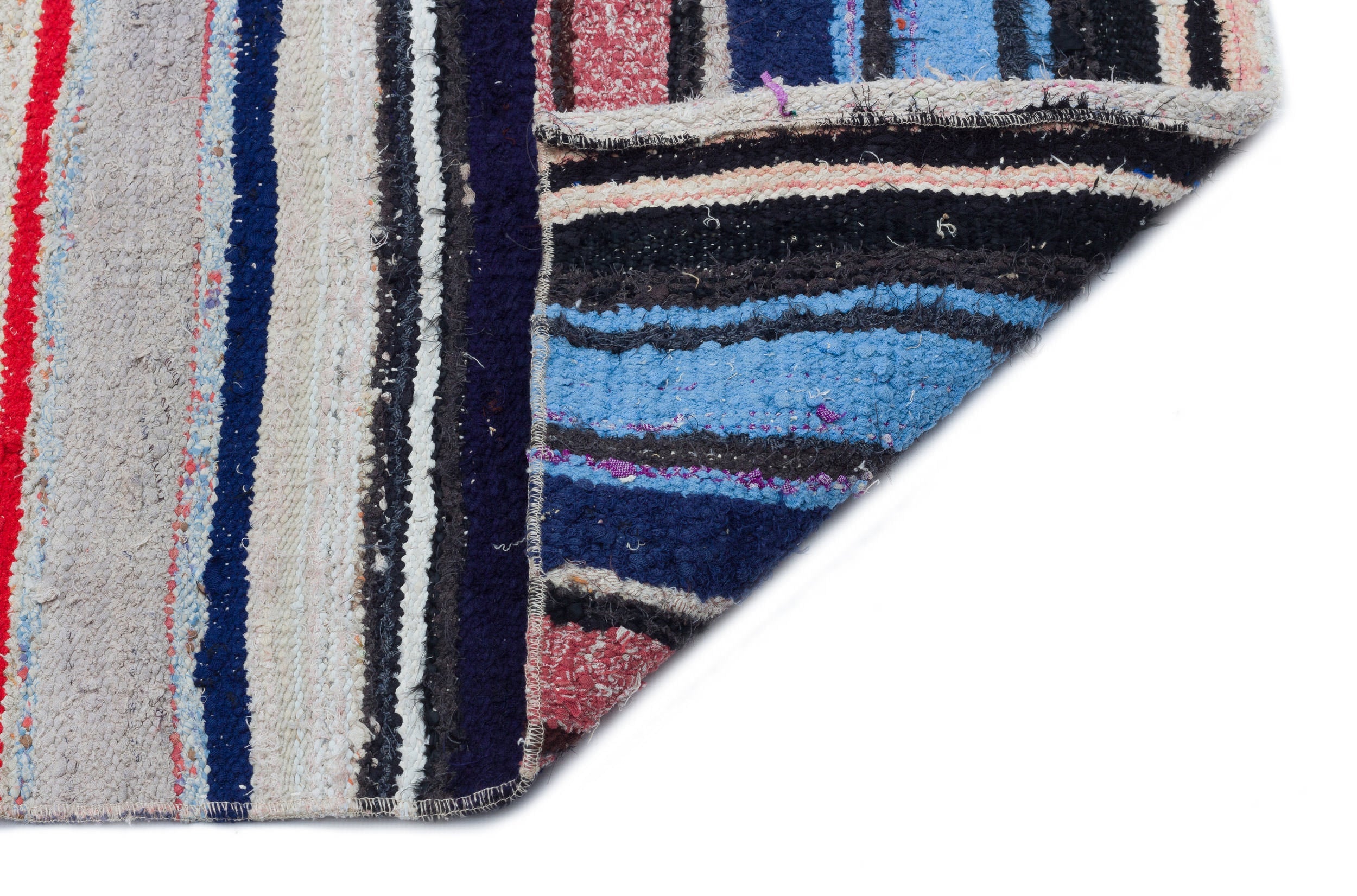 Girit Multy Striped Wool Handmade Area Rug 4'6" x 9'3"