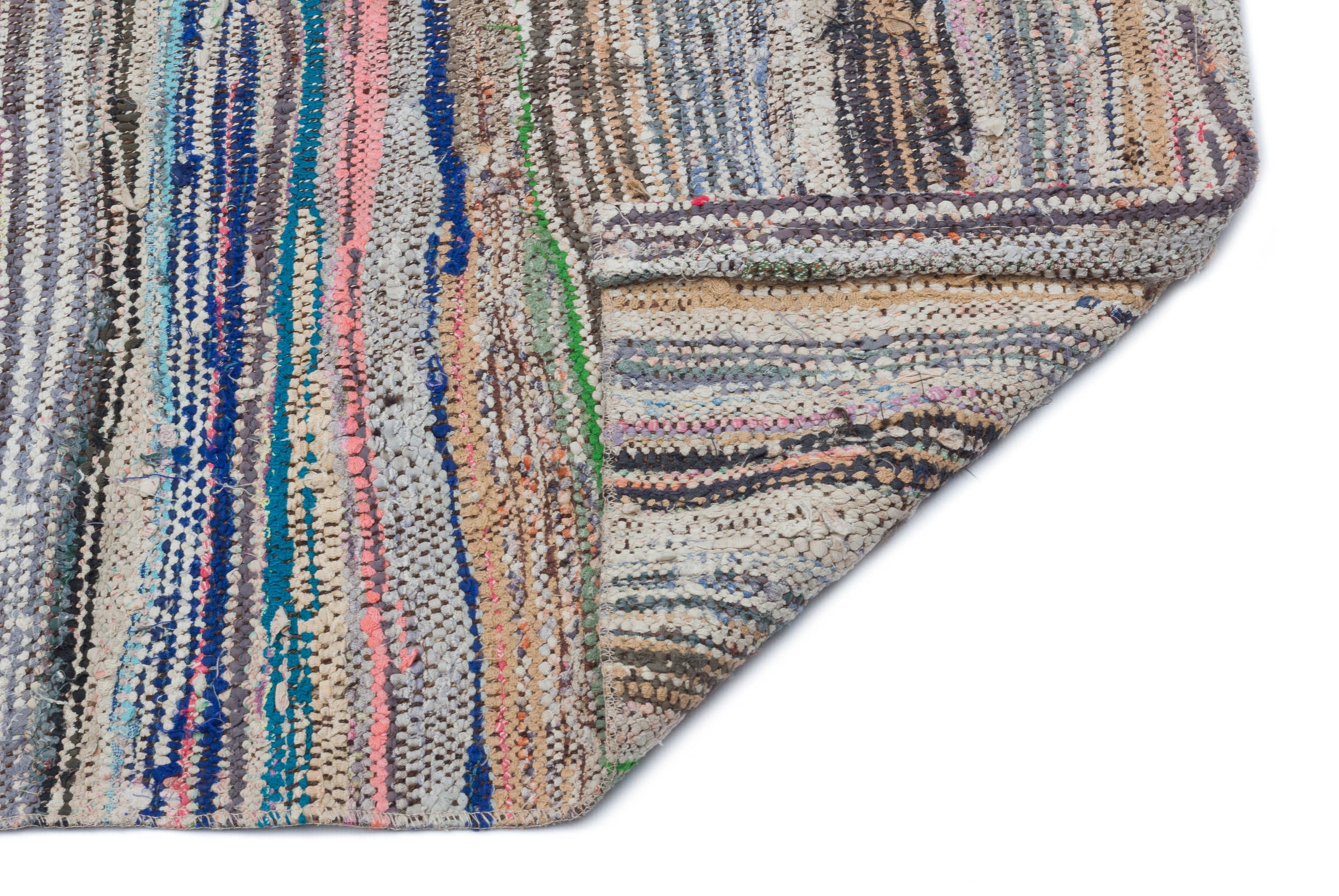 Girit Grey Striped Wool Handmade Area Rug 2'8" x 8'4"