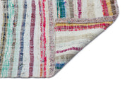 Girit Beige Striped Wool Handmade Area Rug 7'1" x 9'3"