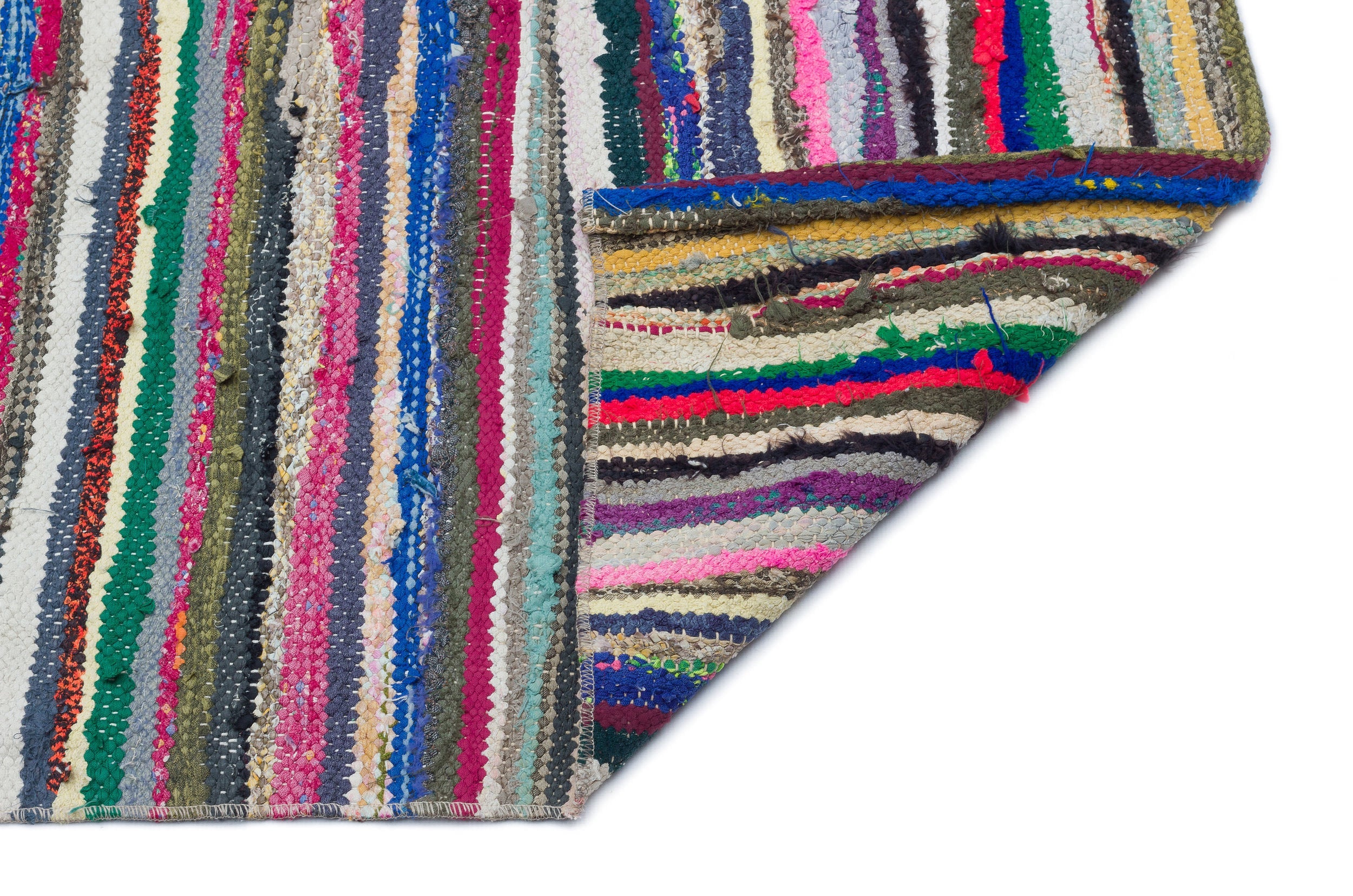 Girit Beige Striped Wool Handmade Area Rug 5'1" x 7'4"