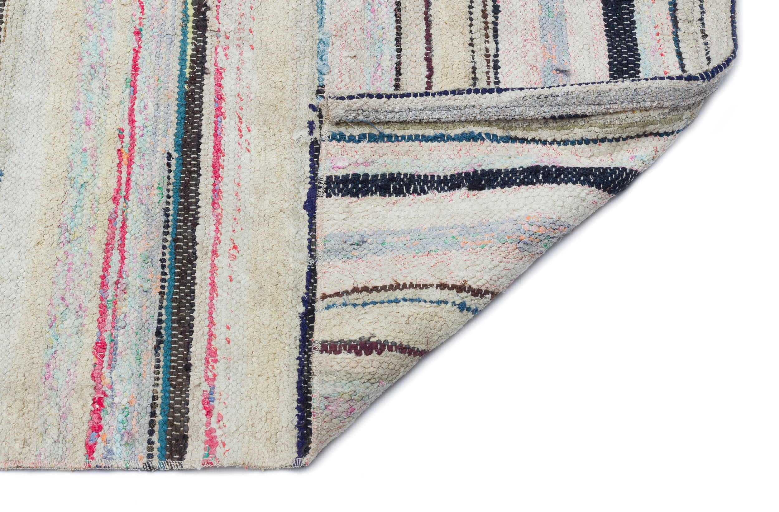 Girit 32512 Beige Striped Wool Handmade Area Rug 3'2" x 9'10"