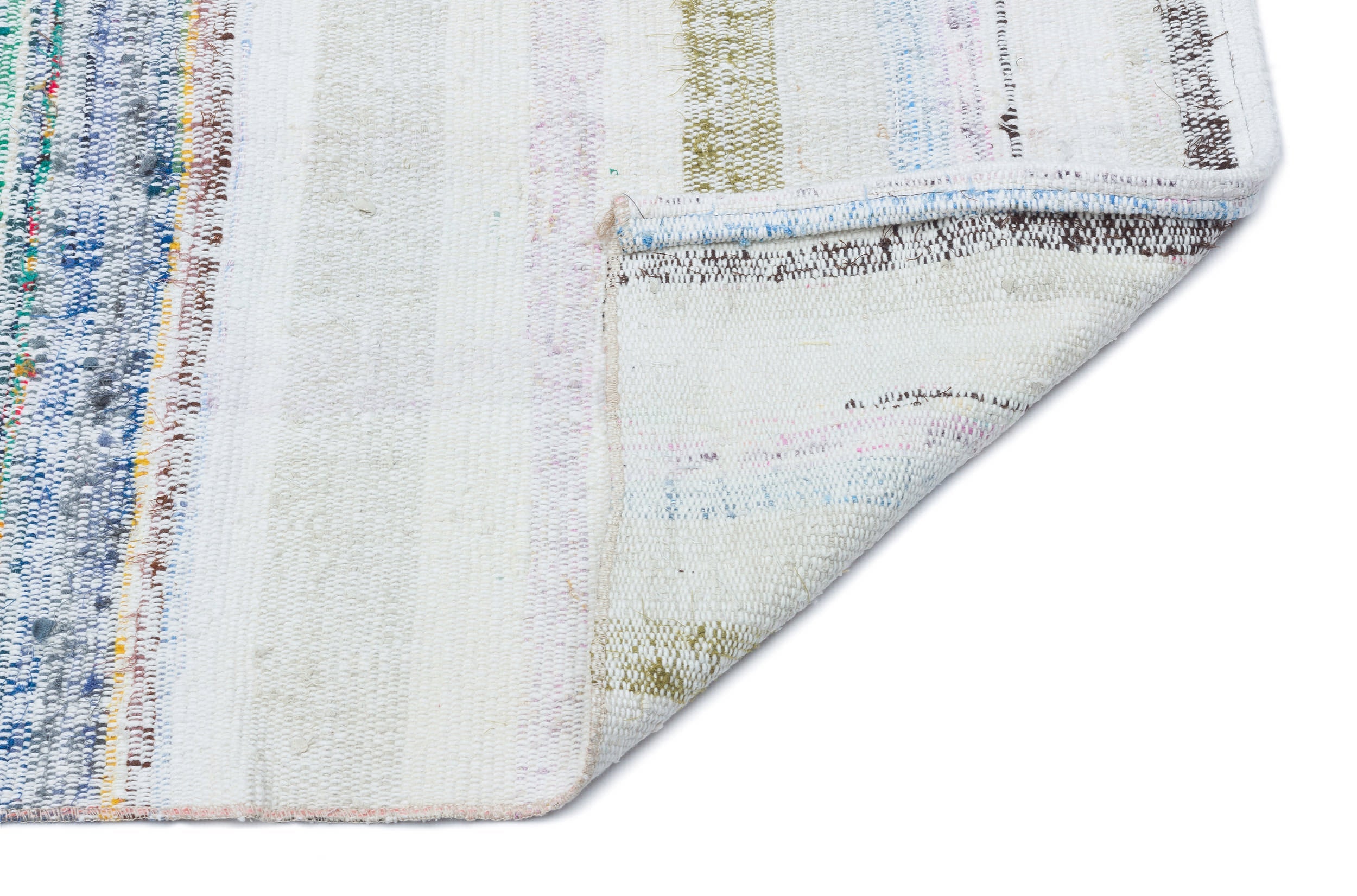 Girit Beige Striped Wool Handmade Area Rug 2'6" x 7'1"