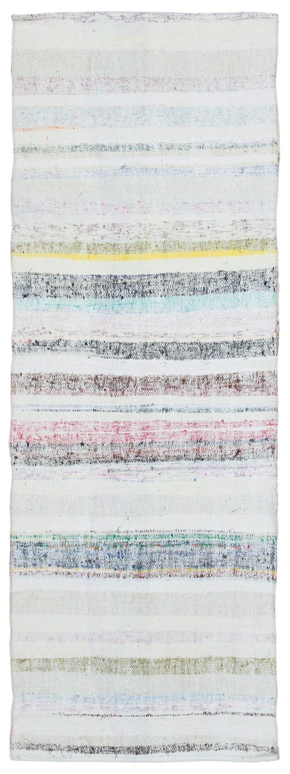Girit Beige Striped Wool Handmade Area Rug 2'6" x 7'1"