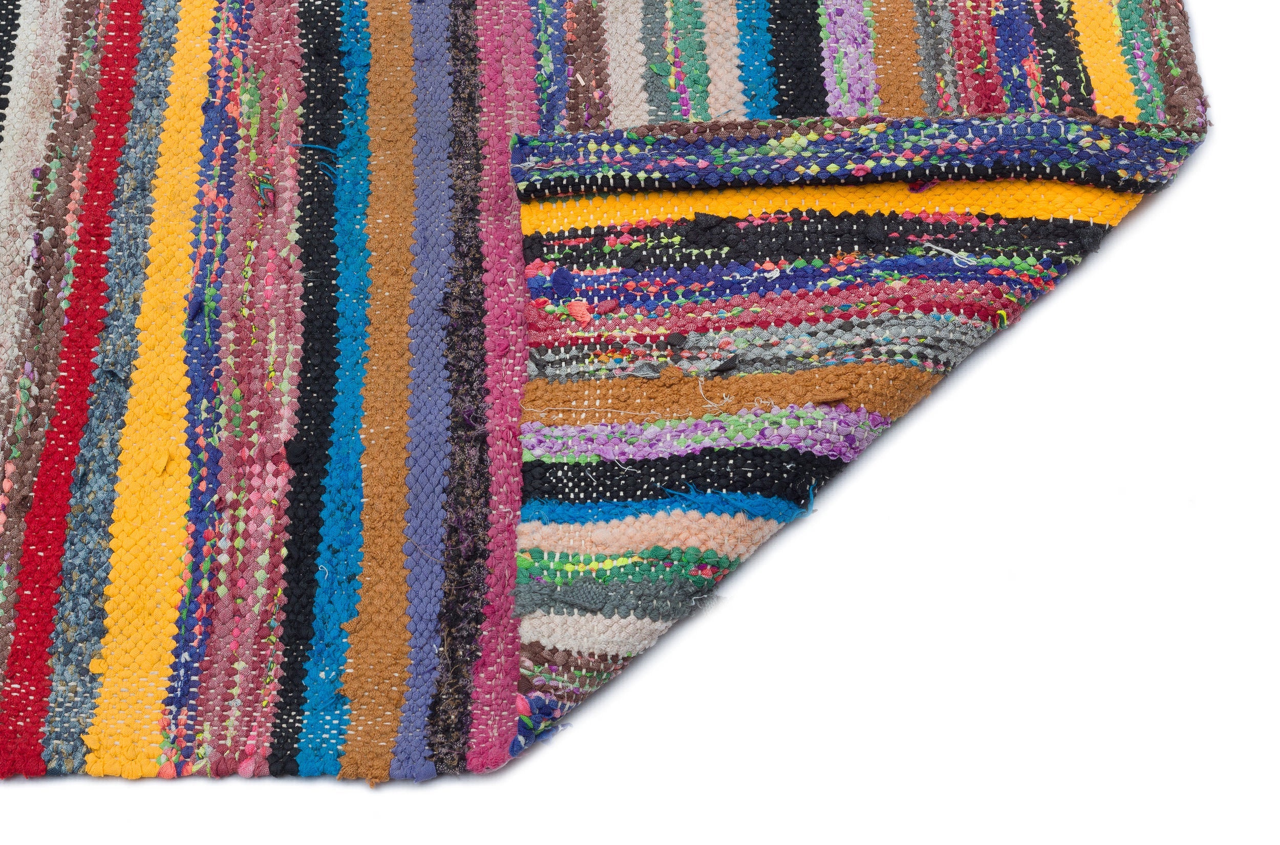 Girit Multy Striped Wool Handmade Area Rug 3'10" x 8'0"