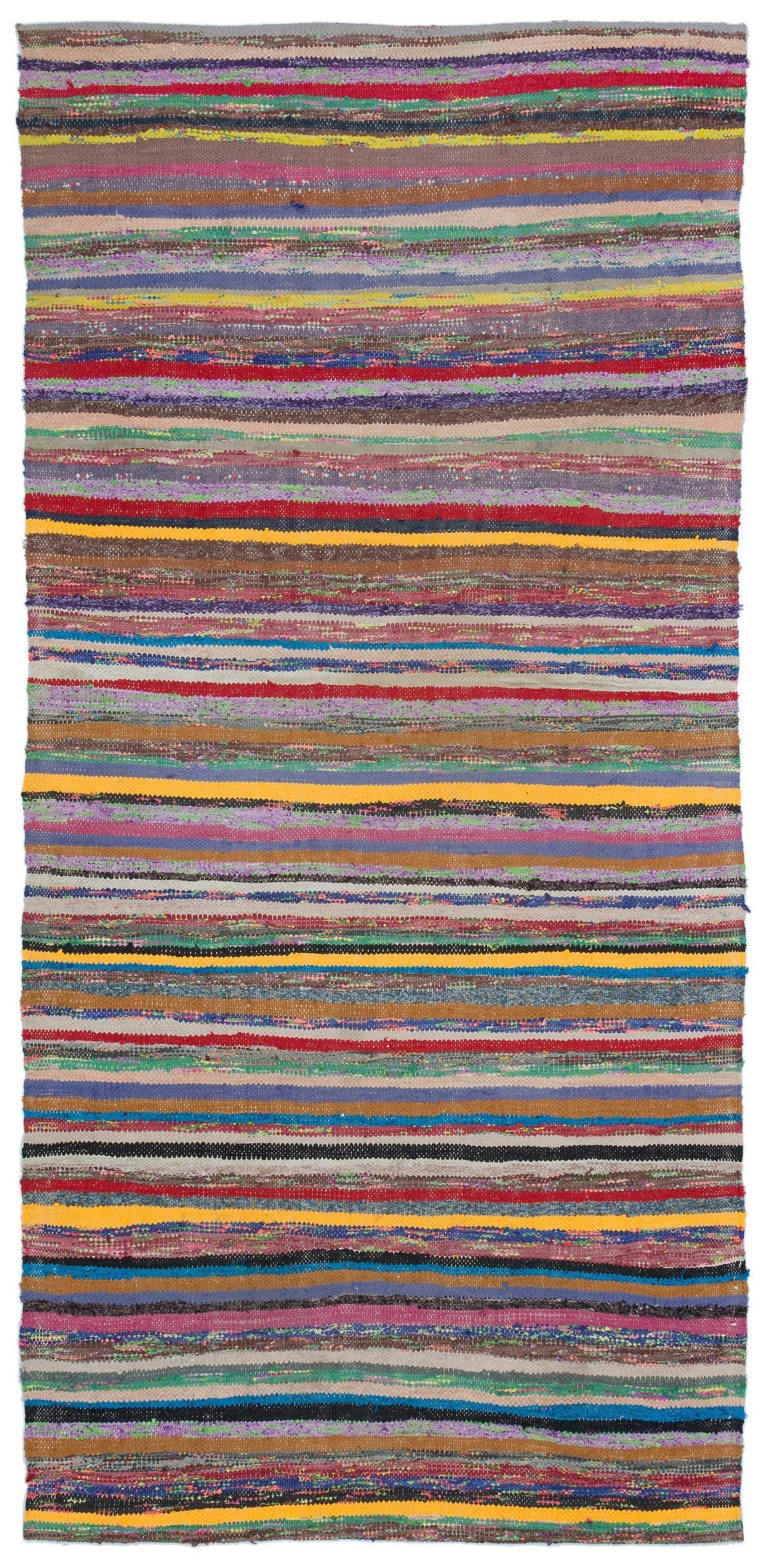 Girit Multy Striped Wool Handmade Area Rug 3'10" x 8'0"