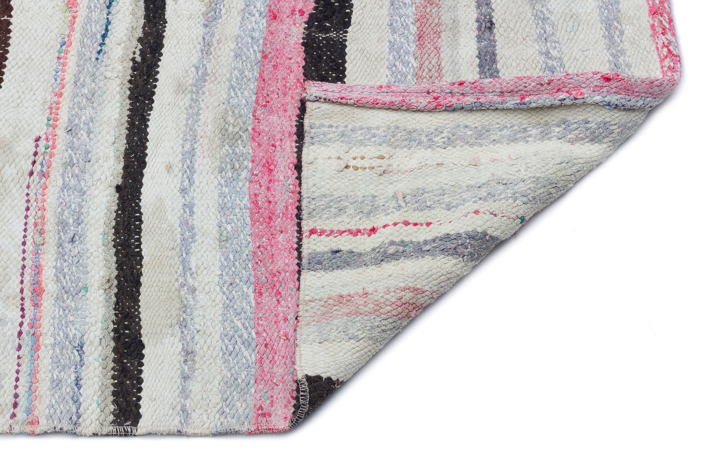 Girit Beige Striped Wool Handmade Area Rug 5'5" x 9'4"