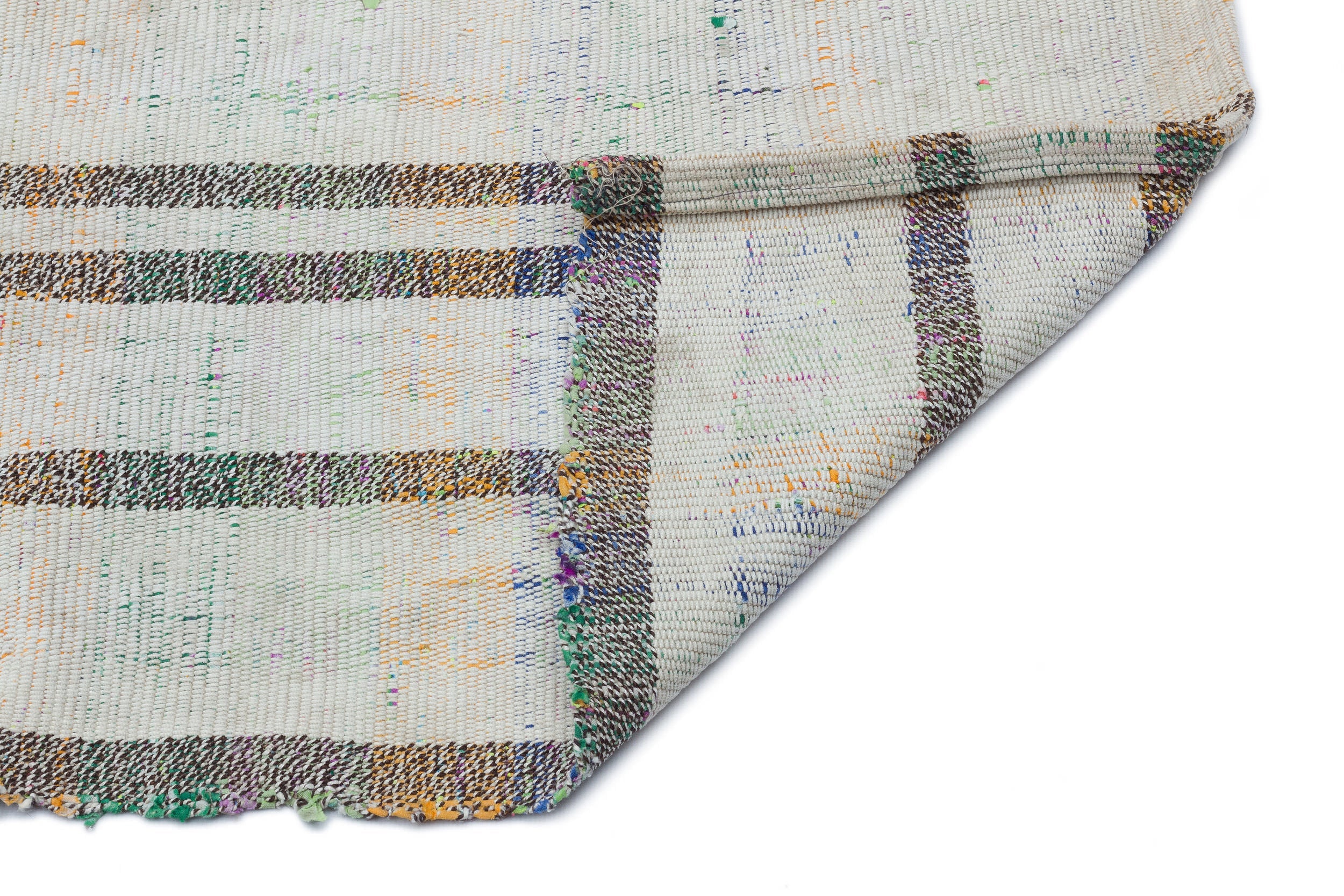Girit Beige Striped Wool Handmade Area Rug 3'5" x 8'10"