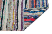 Girit Grey Striped Wool Handmade Area Rug 5'5" x 7'8"