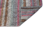 Girit Grey Striped Wool Handmade Area Rug 4'3" x 8'2"