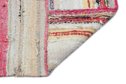 Girit Beige Striped Wool Handmade Area Rug 4'1" x 7'5"