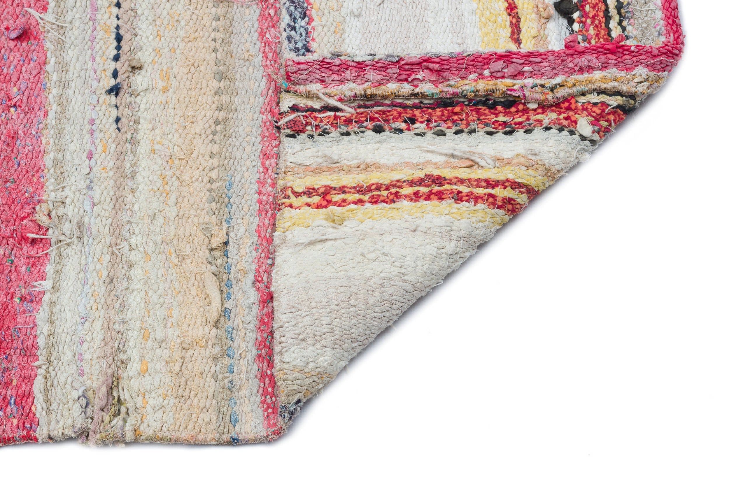 Girit Beige Striped Wool Handmade Area Rug 4'1" x 7'5"