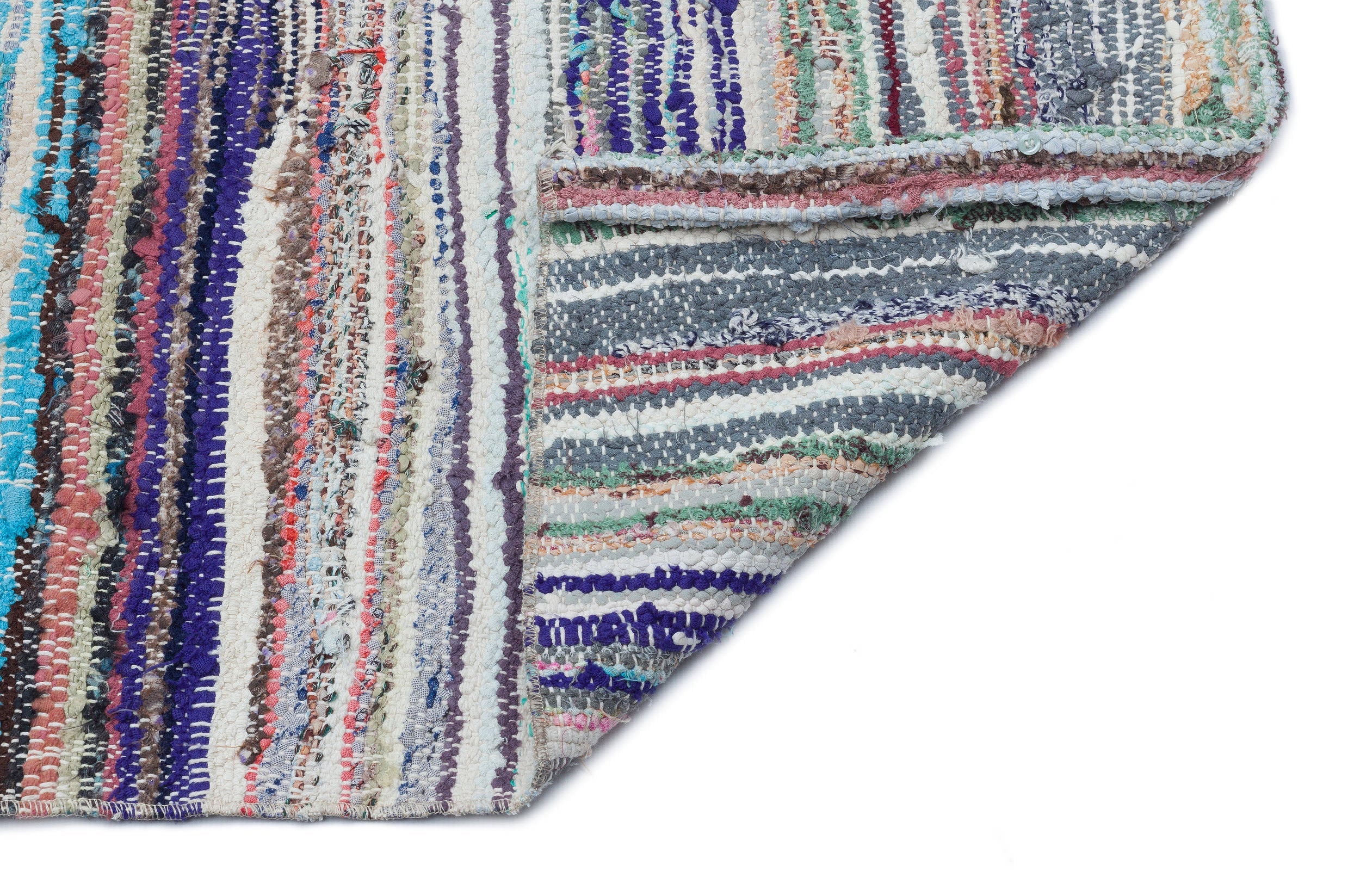 Girit Beige Striped Wool Handmade Area Rug 4'7" x 10'7"