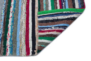 Girit Grey Striped Wool Handmade Area Rug 3'8" x 8'7"
