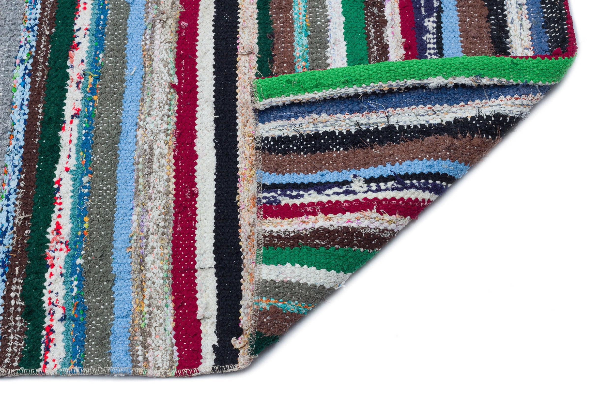 Girit Grey Striped Wool Handmade Area Rug 3'8" x 8'7"