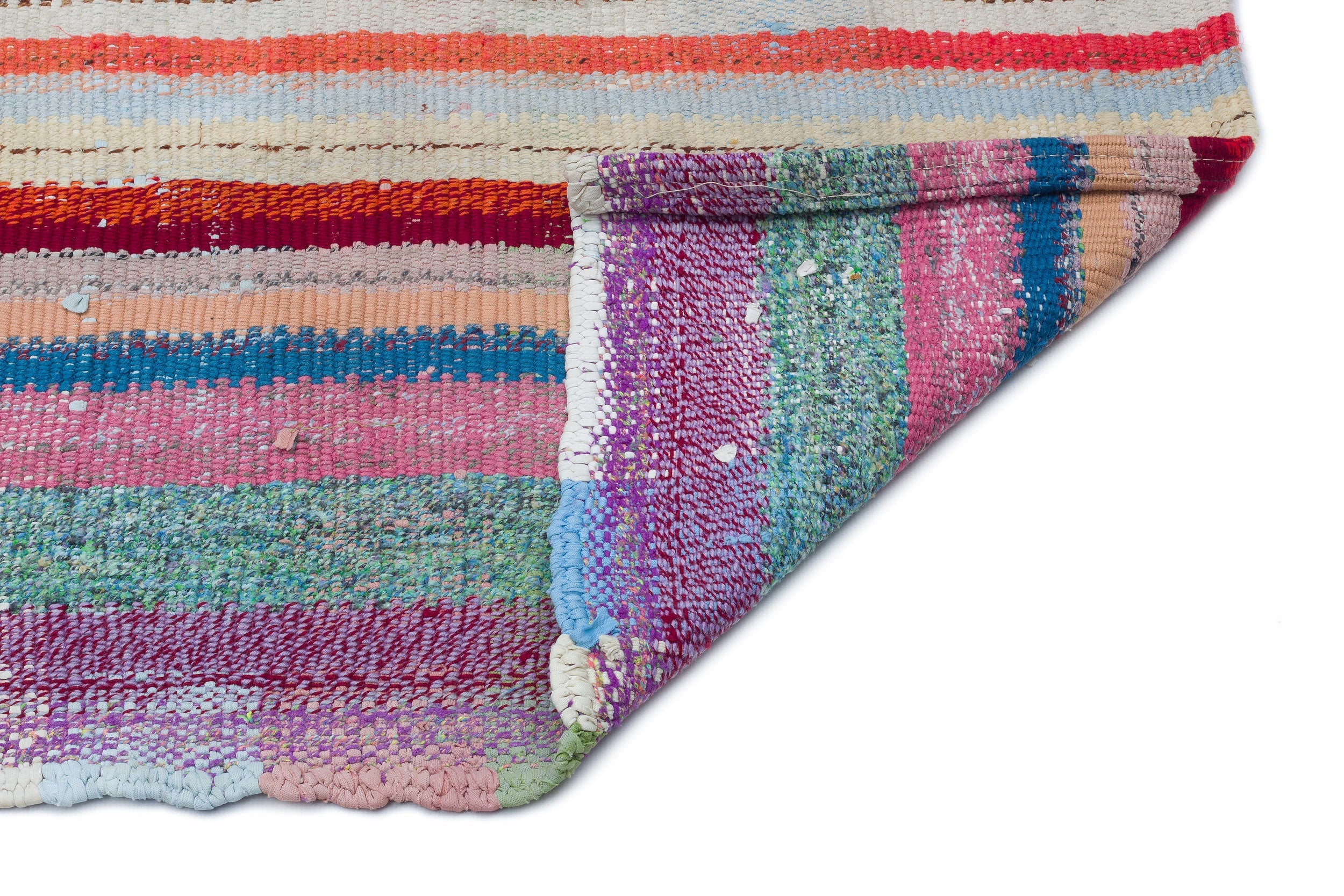 Girit Beige Striped Wool Handmade Area Rug 4'2" x 6'7"