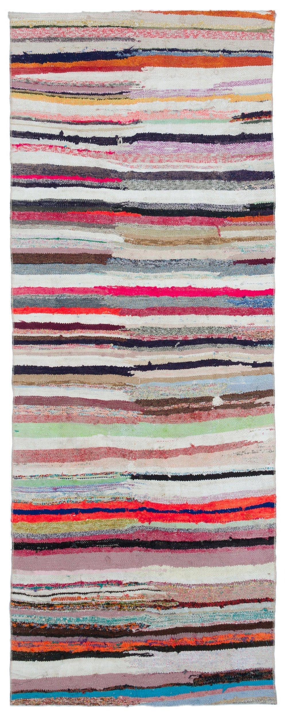 Girit Beige Striped Wool Handmade Area Rug 3'7" x 9'3"