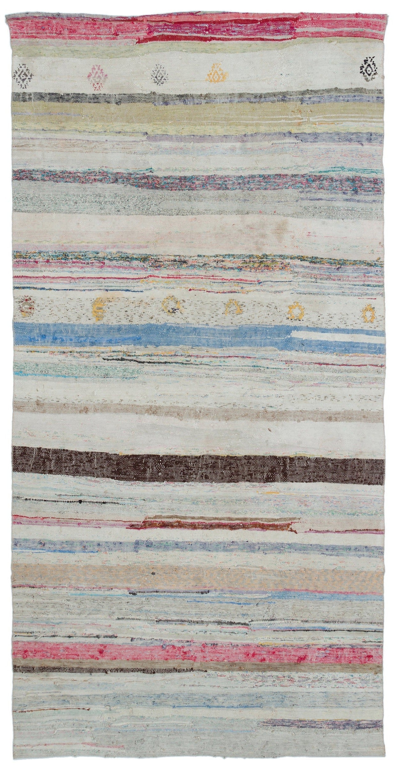 Girit 32538 Beige Striped Wool Handmade Area Rug 4'7" x 9'2"