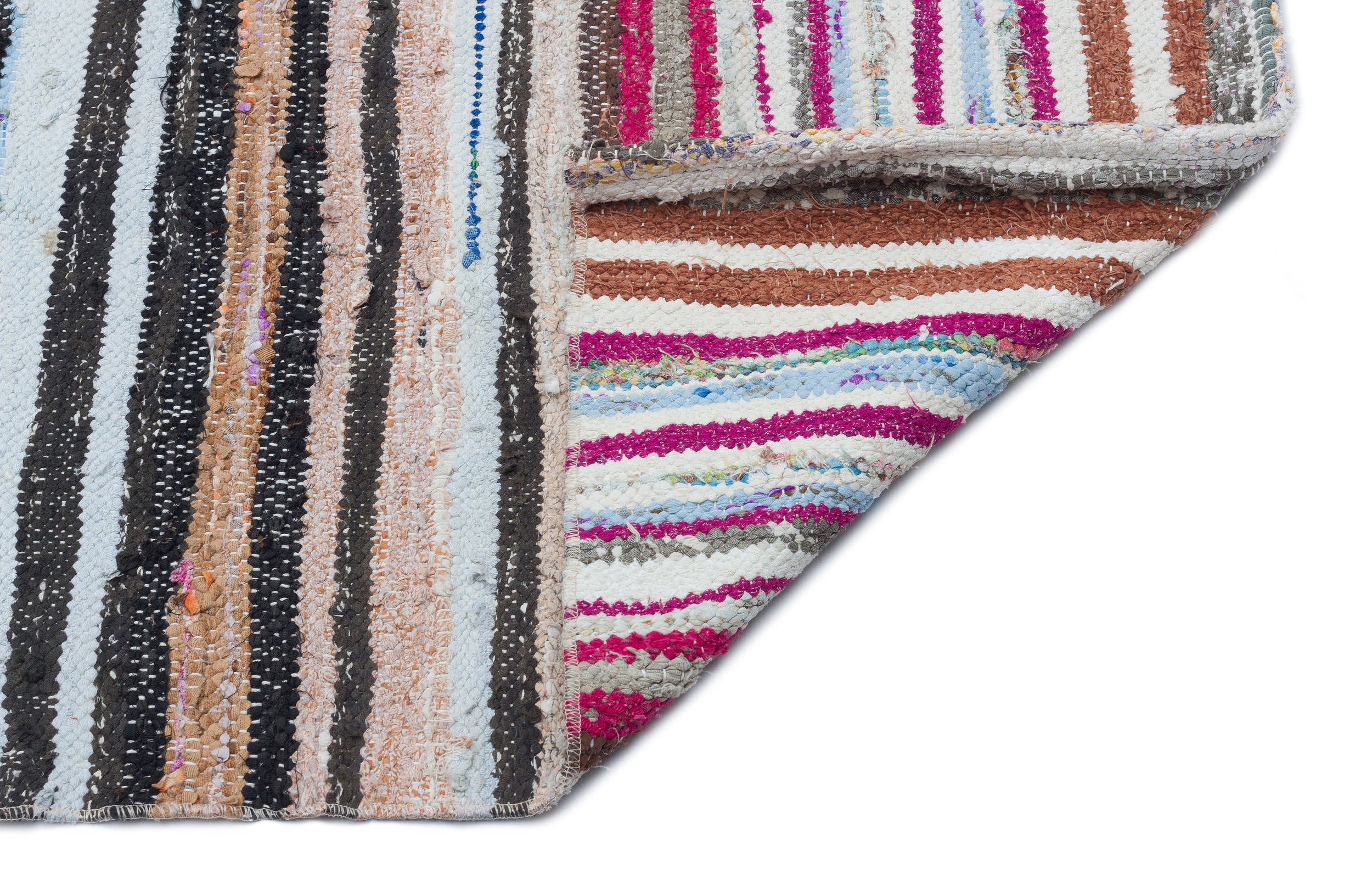 Girit Beige Striped Wool Handmade Area Rug 6'4" x 9'10"