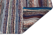 Girit Beige Striped Wool Handmade Area Rug 4'2" x 5'11"