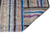 Girit Grey Striped Wool Handmade Area Rug 3'10" x 8'0"