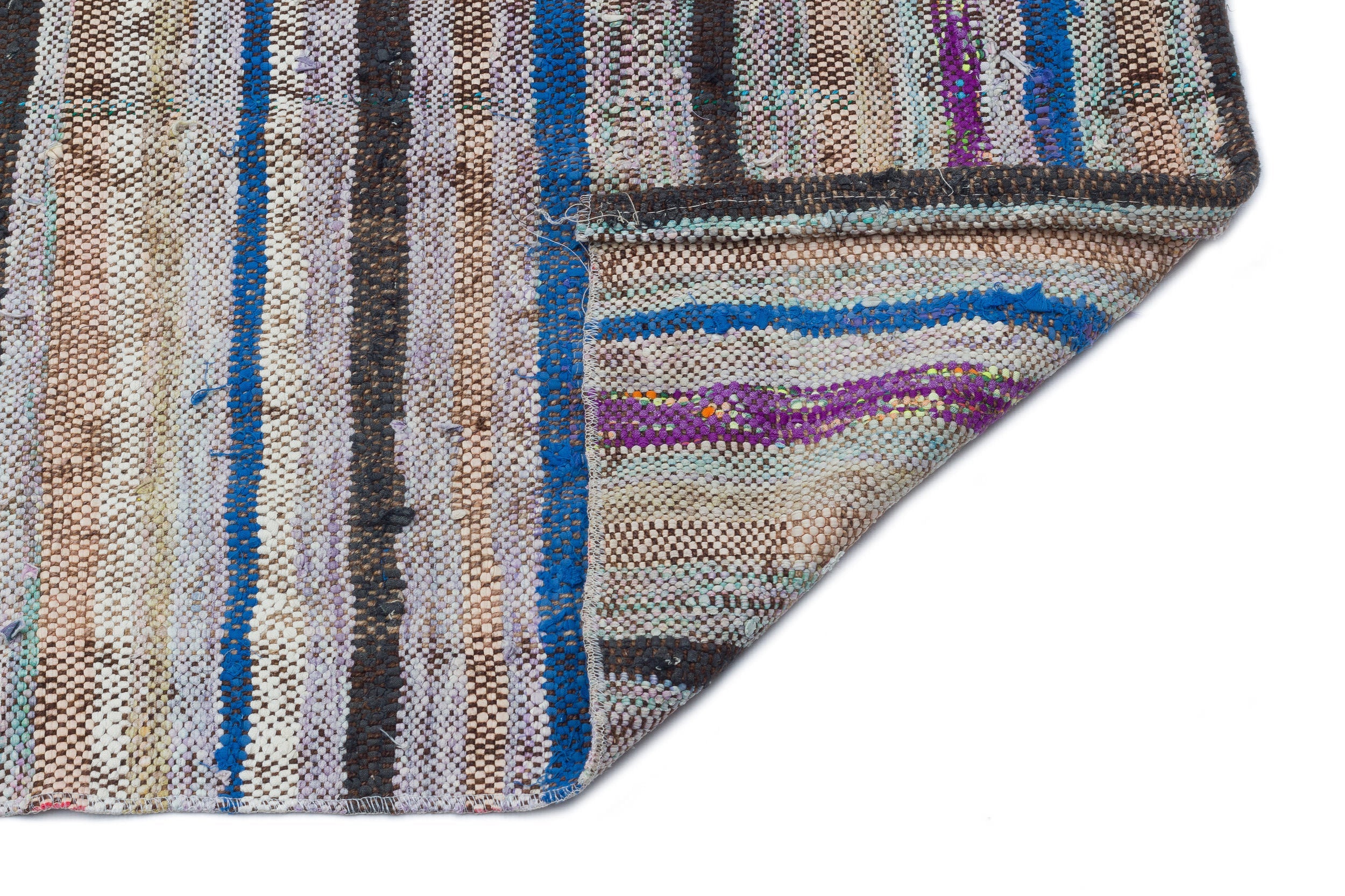 Girit Grey Striped Wool Handmade Area Rug 3'10" x 8'0"