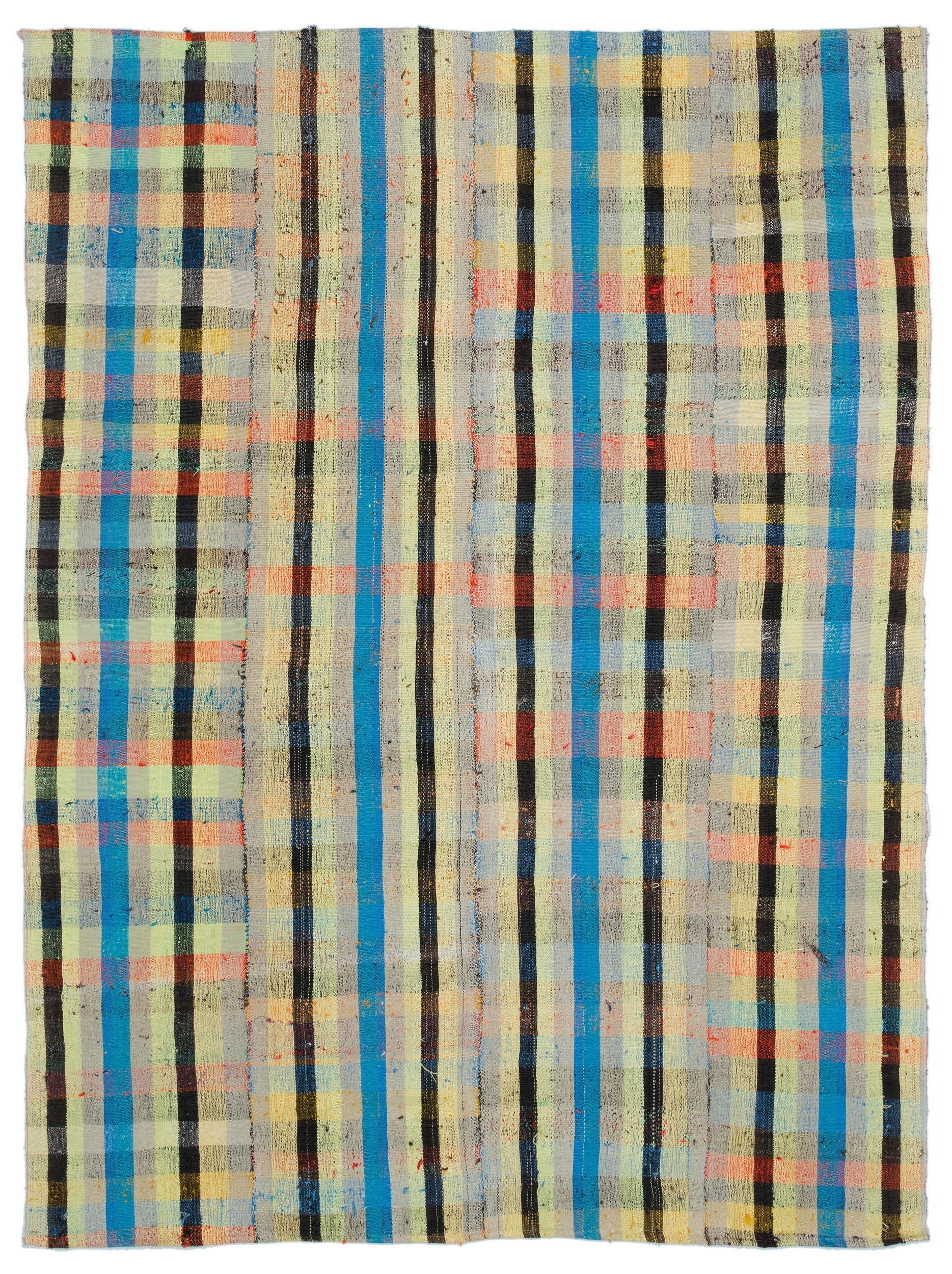 Girit Beige Striped Wool Handmade Area Rug 4'9" x 9'5"
