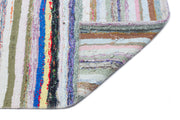 Girit Beige Striped Wool Handmade Area Rug 6'2" x 7'9"